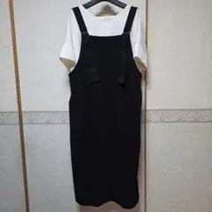 ブラック サロペット スカートキャミワンピ