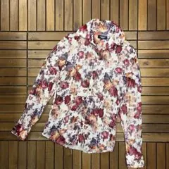 TORNADO MART 花柄 シワ加工 長袖 シャツ