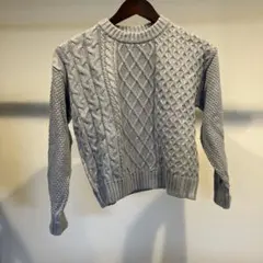 après les cours グレー ケーブルニットセーター　140cm