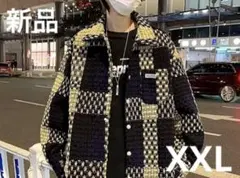パッチワーク ジャケット チェック柄 アウター メンズ ストリート系XXL