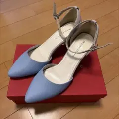 アンクルストラップ 太ヒールパンプス　バイカラー