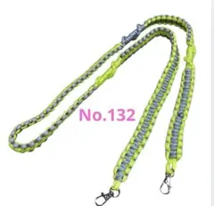 パラコード・ショルダーストラップNo.132 ネオングリーン×グレー132cm