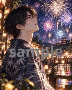 【君と見た夏花火】| 美青年・浴衣・夏系 | AIイラスト C4