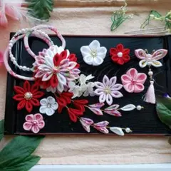 つまみ細工髪飾り　蝶々　浴衣　七五三　成人式　着物　振り袖　袴　結婚式　卒業式