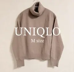 【美品】UNIQLO スフレヤーン タートルネックセーター ベージュ Mサイズ