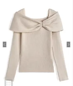 GRL リボンビジューオフショルダーリブニットトップス [pm830]