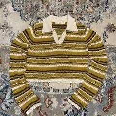 MOUSSY ボーダー ポロニット 長袖