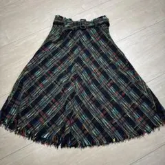 《美品》ZARA WOMEN ミモレ丈　ツイードスカート　チェック柄
