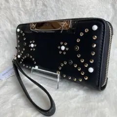 【新品タグ付】GUESS ゲス 長財布 ラウンドファスナー スタッズ 黒のサムネイル