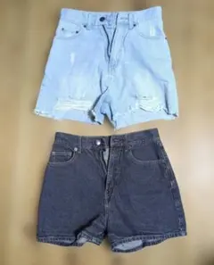 WEGO ショートパンツ セット　ダメージ加工　デニム　ブラック