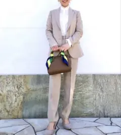 【美品・セット】ユニクロ 感動ジャケット＆パンツ S ベージュ セットアップ可