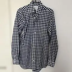 ビジネスシャツ　ネイビー　チェック　M