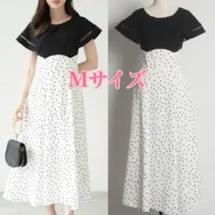 トッコクローゼット♡限定ビックカラーバックレースアップドッキングドットワンピース