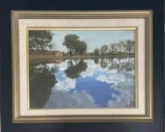 八福】 加藤東一「長良川 鵜飼」高級工芸画 岩絵具風仕上 複製品 工芸