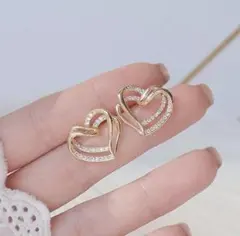 517★大ヒット・現品限り★ゴールド ハート ピアス czダイヤモンド s925