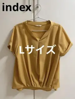 index マスタード Vネック 半袖ブラウス