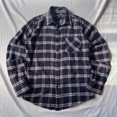 00s ネルシャツ フランネル チェック柄 ネイビー グランジ Y2K 平成