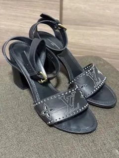 Louis Vuitton 黒 レザー サンダル　38 1/2