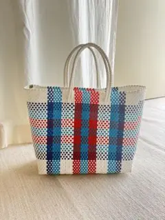 新品】ZARA 編み込み風ミニトートバッグ レッド ホワイト レディース 
