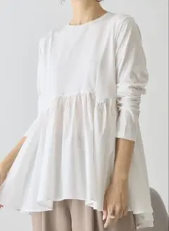 布帛切替ペプラムプルオーバー アメホリ