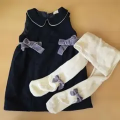 petit main 90cm　ワンピースドレスとタイツセット