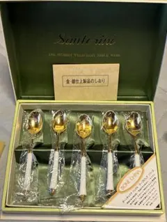 ボーンチャイナ　ハンドルテーブルウェア　スプーン5本セット　金製品のサムネイル