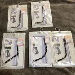 スマホストラップ 黒と金 5個セット　しまむら
