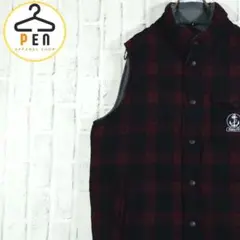 【希少デザイン】ダウンベスト リバーシブル チェック柄 裏地暖か L【送料無料】