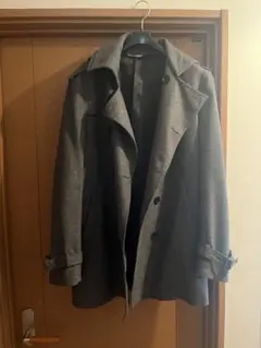 TAKAQ グレー ダブルブレスト チェスターコート M