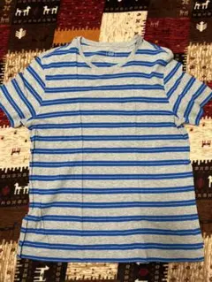 GAP グレー/青 ストライプ Tシャツ M