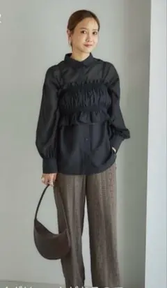 【未使用品】 しまむら 田中里奈 さん☆ ギャザービスチェ & シアーシャツ M