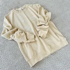 WEG0♡長袖トレーナー ♡プリント　ベージュ【M】リブ袖　カレッジ風コットン混