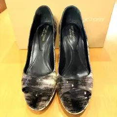 シーンを彩る美品！ Sergio Rossi 大理石レザー ハイヒール24cmのサムネイル