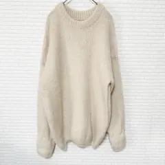 【中古】アイボリー オーバーサイズ ニットセーター シンプル 古着 ゆったり