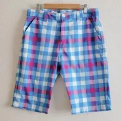 オーシャンパシフィック ハーフパンツ チェック柄 紐あり　サーフ 水色　ピンクのサムネイル