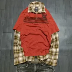 archive y2k ヘンリーネック レイヤード ポロシャツ swag l/s