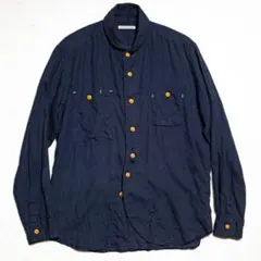 美品 BARNS OUTFITTERS リネン長袖シャツ 紺 M 春夏秋のサムネイル