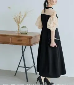 RUIRUE BOUTIQUE ギャザーシアースリーブフレアドレス[付け袖]