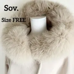 ブルーフォックス✨Sov.アンゴラ&ウールフーデットロングコート日本製ベージュFのサムネイル