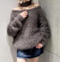 GYDA 2way シャギーチョーカーニットトップス