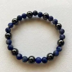 天然石ブレスレット　 ⭐️ソーダライトと磁気入りヘマタイト おまけ天然石リング付き