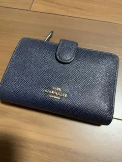 coachレザー 二つ折り財布 ネイビー