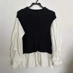 レイヤードデザイン バルーンスリーブ トップス