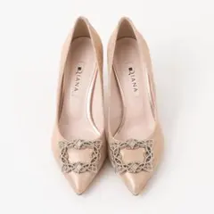 【年始SALE】DIANA ベージュ ポインテッドトゥヒール 21.5