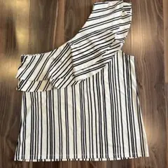 H&M ストライプ ワンショルダートップス L