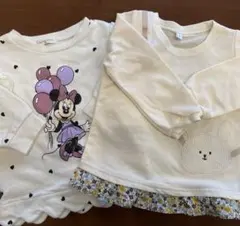 ミニー　トレーナー　肩フリル　ハート　うさぎ　Tシャツ　2枚まとめ　女の子　90