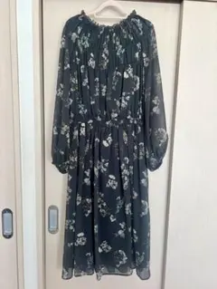 レリアン⭐︎花柄ギャザーワンピース　長袖　7号　S〜M leilian
