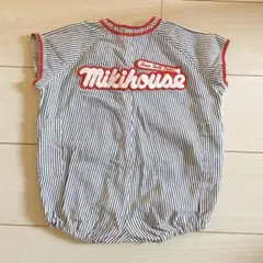 ミキハウスレトロ　ストライプロンパース