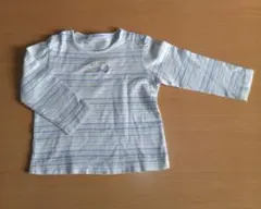 familiar 長袖Tシャツ 青緑ストライプ