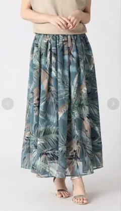 ヤマダヤ【フェンネル】ボタニカルリーフフレアースカート　ダークグリーン♡